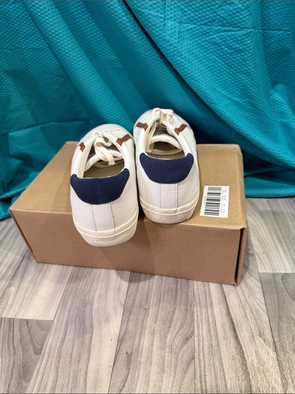 Madewell White Leather Boat Shoes with Brown Accent